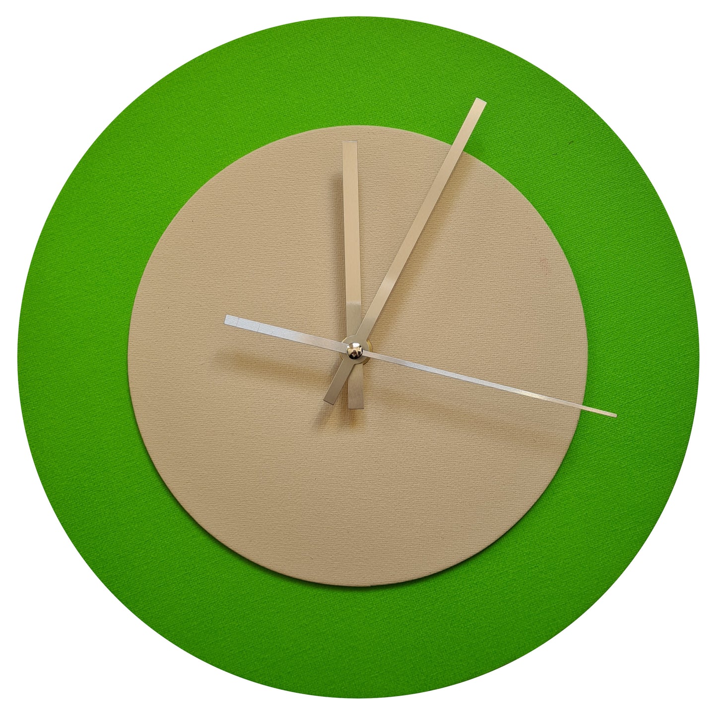 Pop Art Wanduhr Hellgrün  Cremefarben mit silbernen Zeigern 30 cm rund
