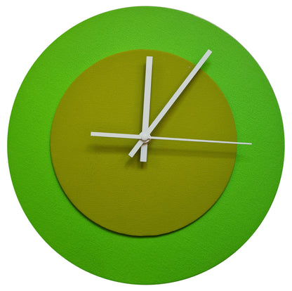 Pop Art Wanduhr Hellgrün  Olivgrün mit weißen Zeigern 30 cm rund
