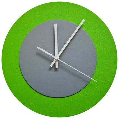 Pop Art Wanduhr Hellgrün  Grau mit weißen Zeigern 30 cm rund
