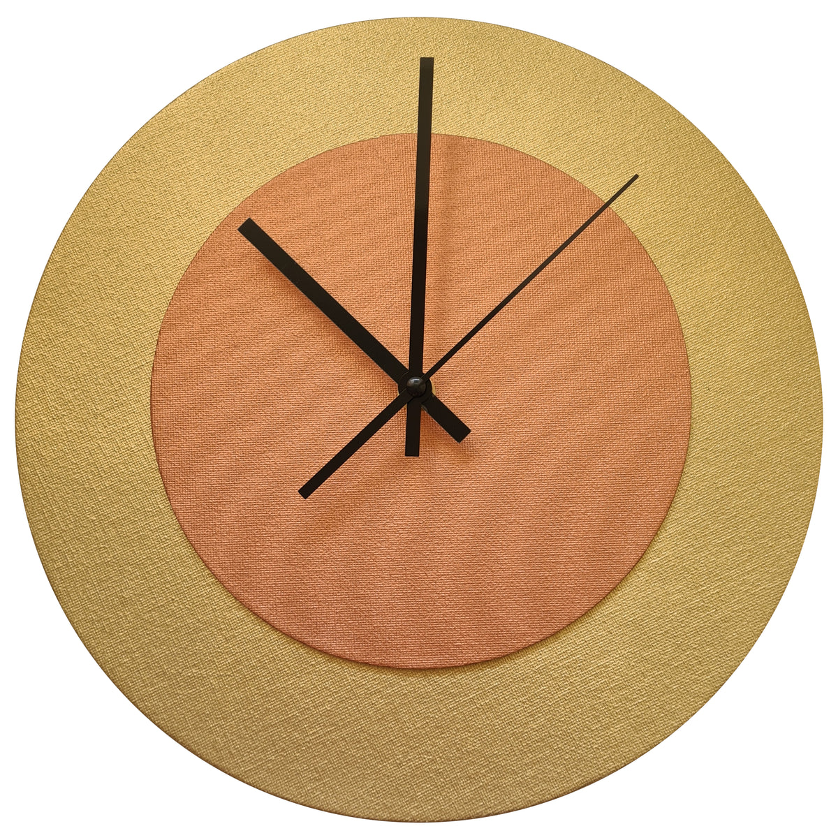 Pop Art Wanduhr Gold  Bronzefarben mit  schwarzen Zeigern 30 cm rund