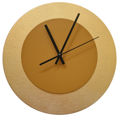 Pop Art Wanduhr Gold  Hellbraun mit schwarzen Zeigern 30 cm rund