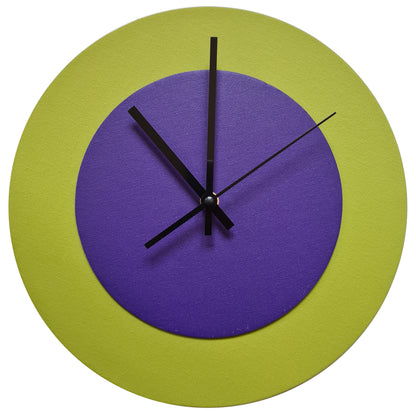 Pop Art Wanduhr Olivgrün  Schwarz mit schwarzen Zeigern 30 cm rund

