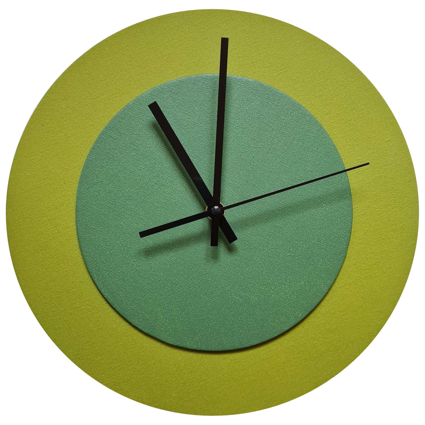 Pop Art Wanduhr Olivgrün  Laubgrün mit schwarzen Zeigern 30 cm rund
