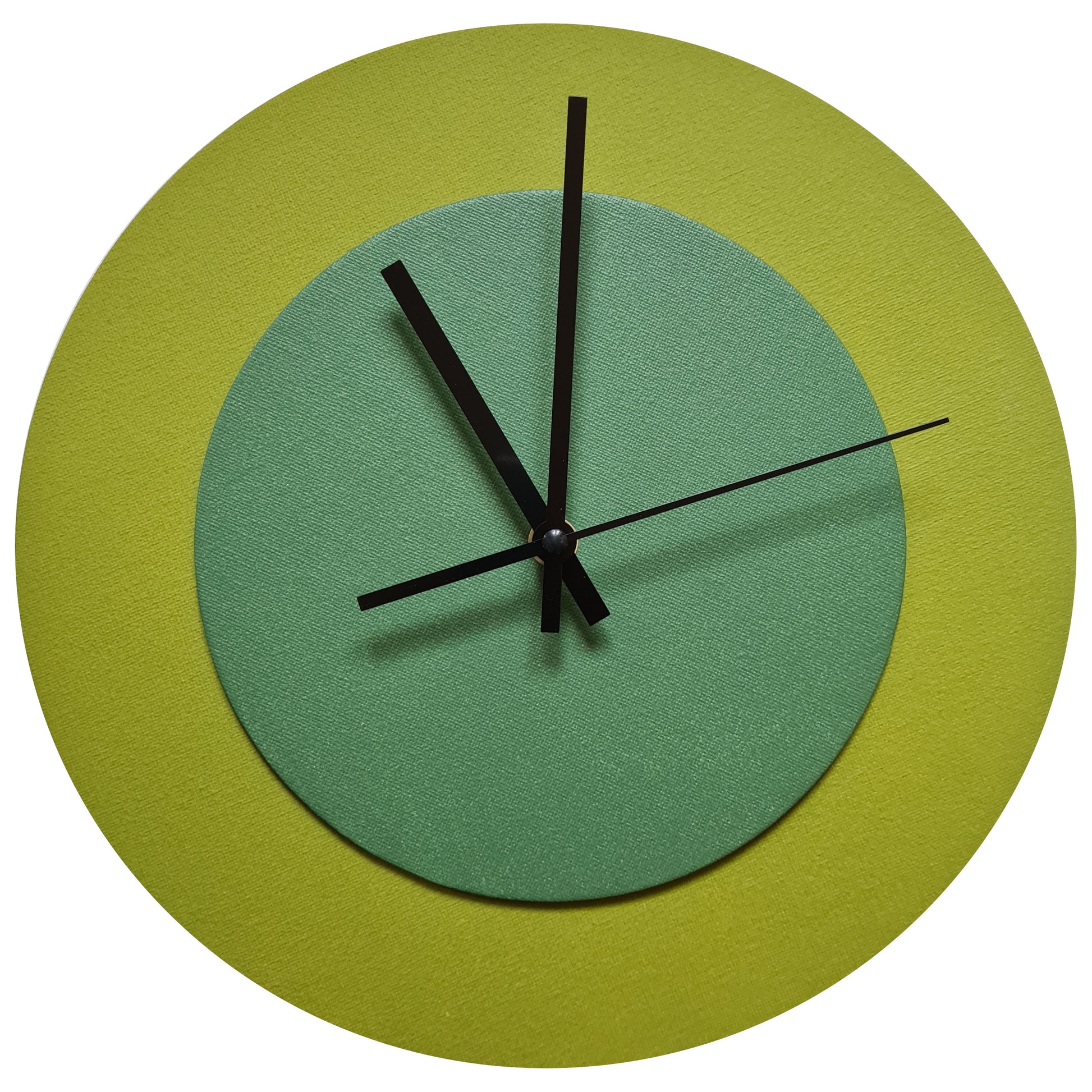 Pop Art Wanduhr Olivgrün  Laubgrün mit schwarzen Zeigern 30 cm rund
