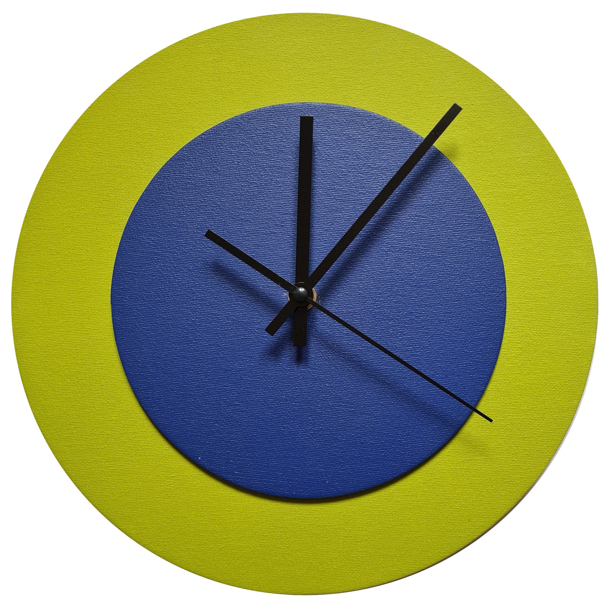 Pop Art Wanduhr Olivgrün  Hellbraun mit schwarzen Zeigern 30 cm rund
