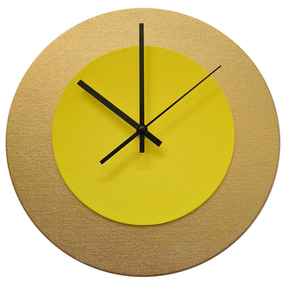 Pop Art Wanduhr Gold  Hellgelb mit schwarzen Zeigern 30 cm rund