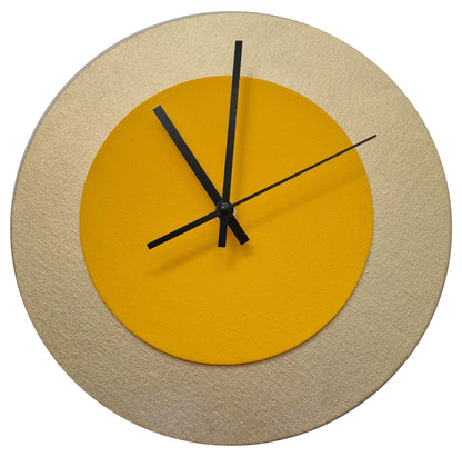 Pop Art Wanduhr Gold  Sonnengelb mit schwarzen Zeigern 30 cm rund