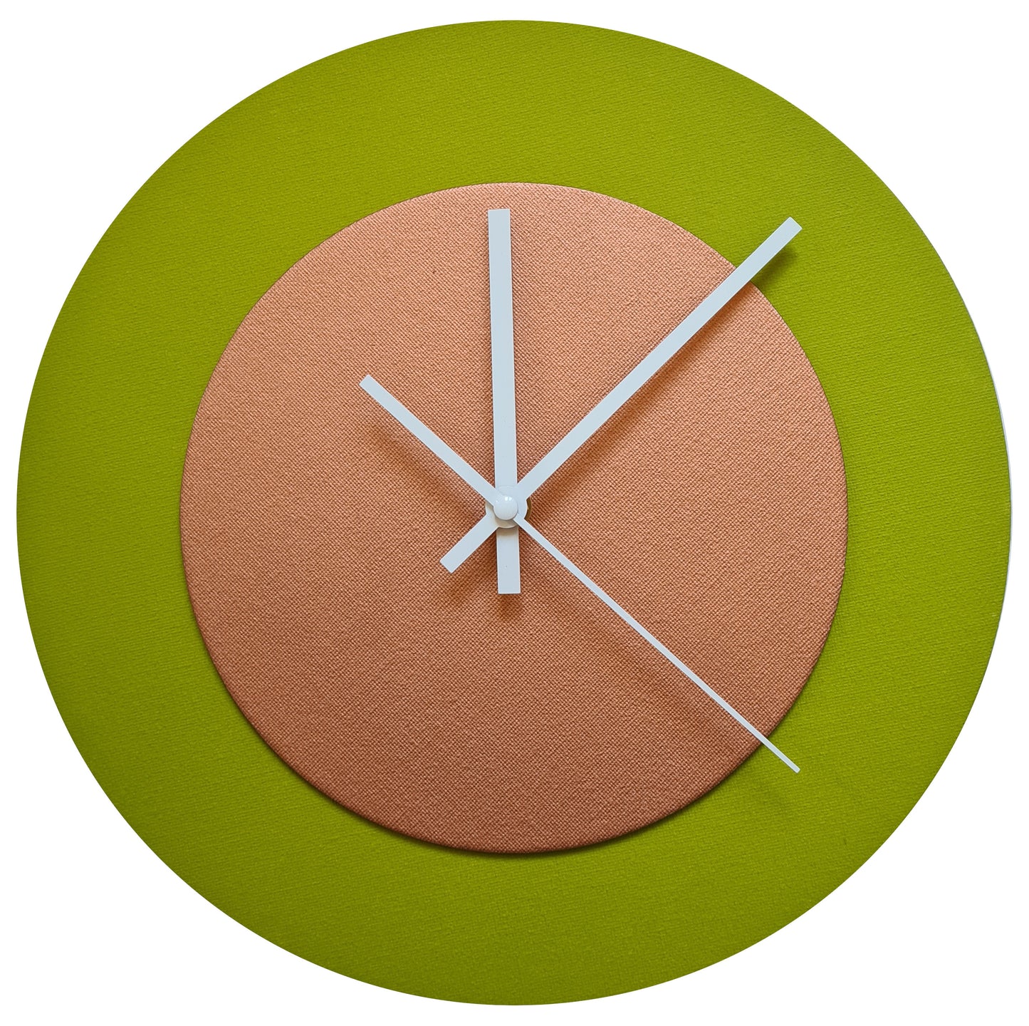 Pop Art Wanduhr Olivgrün  Bronzefarben mit  weißen Zeigern 30 cm rund
