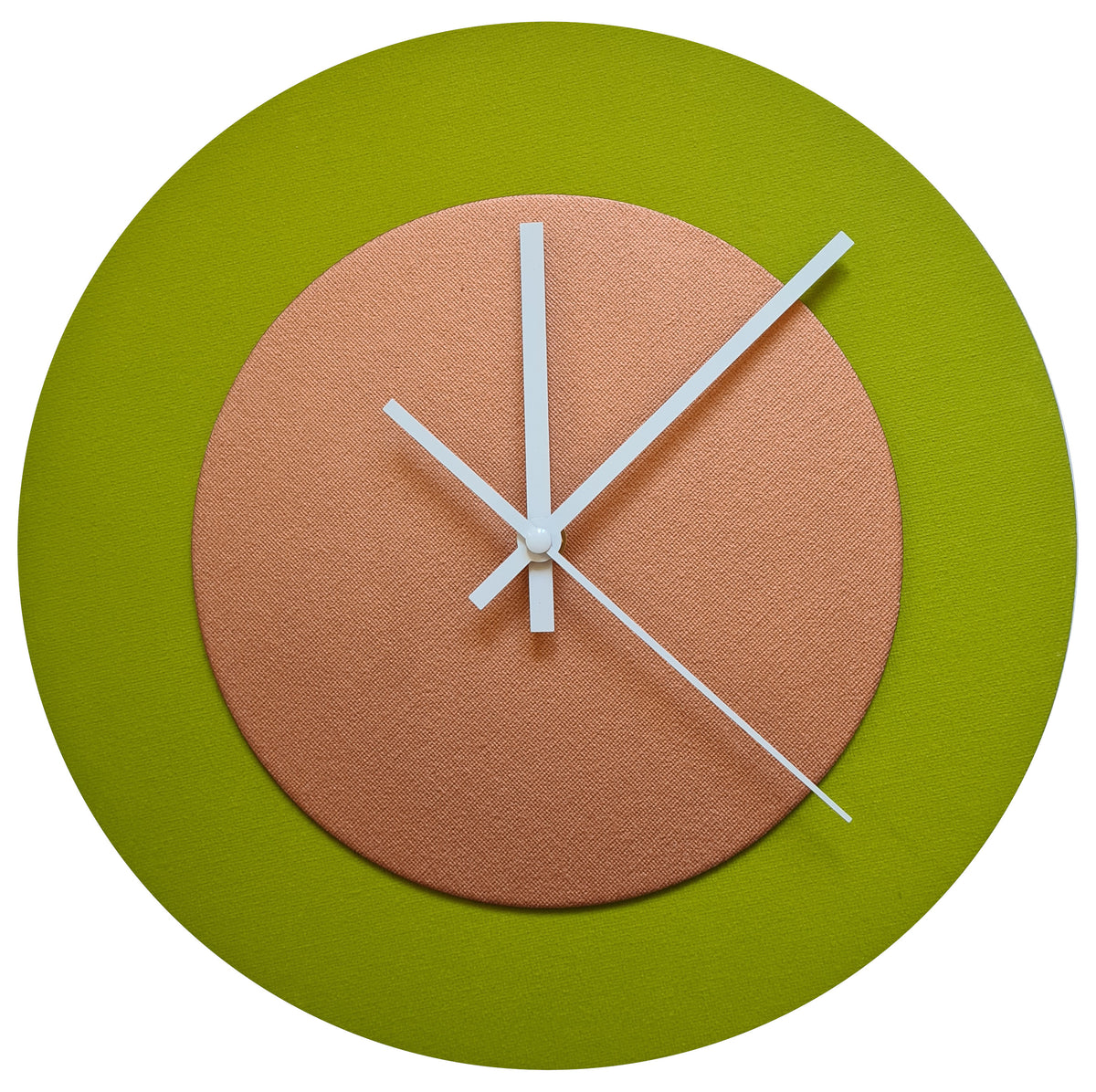Pop Art Wanduhr Olivgrün  Bronzefarben mit  weißen Zeigern 30 cm rund
