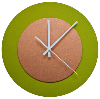 Pop Art Wanduhr Olivgrün  Bronzefarben mit  weißen Zeigern 30 cm rund
