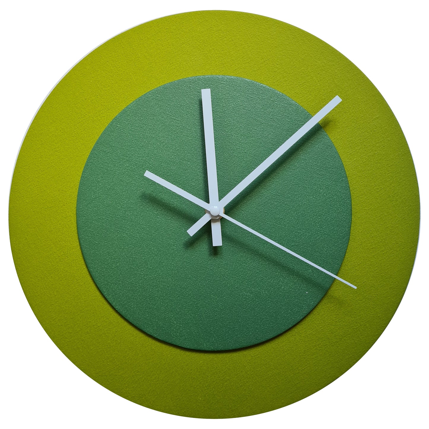 Pop Art Wanduhr Olivgrün  Laubgrün mit weißen Zeigern 30 cm rund
