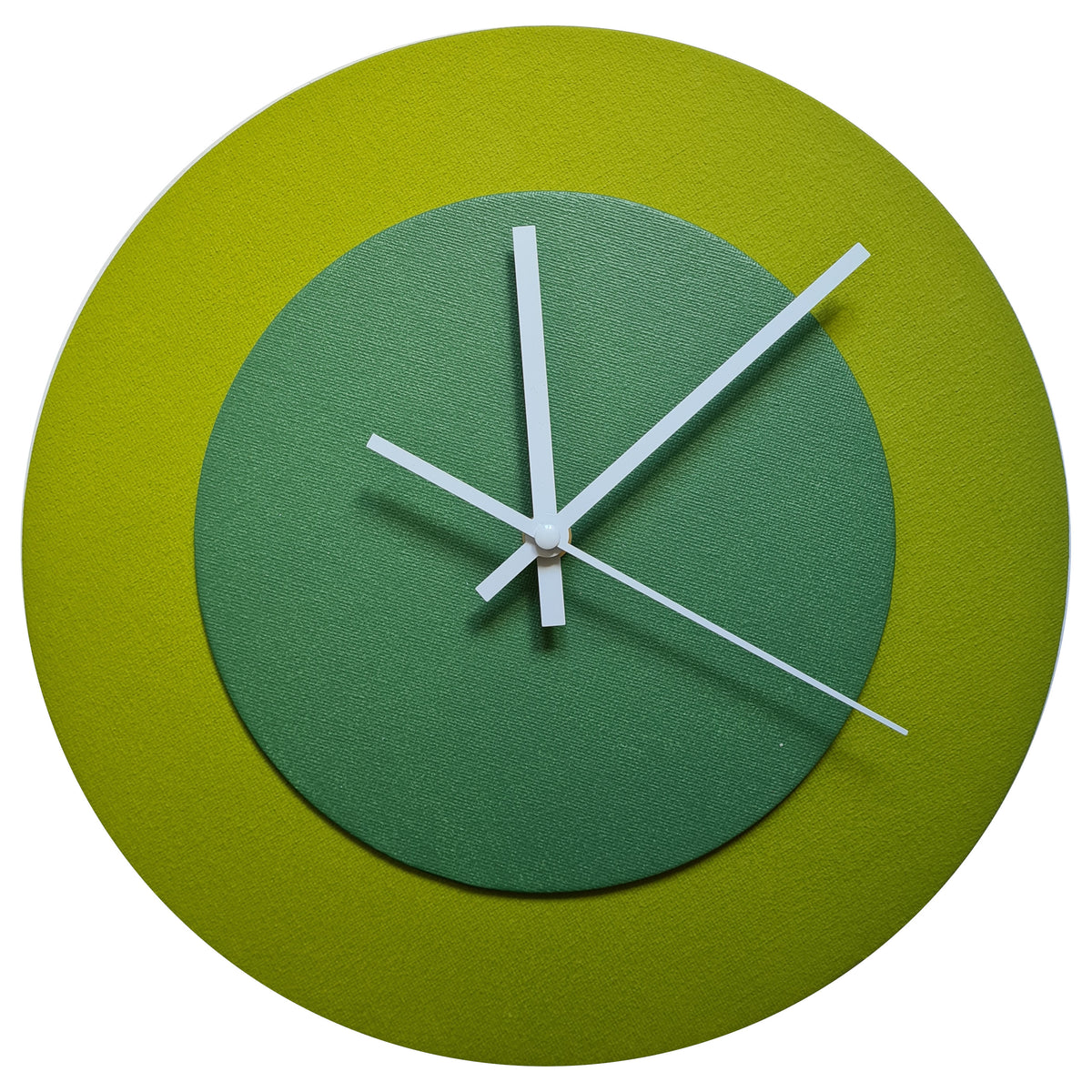 Pop Art Wanduhr Olivgrün  Laubgrün mit weißen Zeigern 30 cm rund
