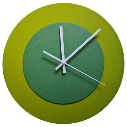 Pop Art Wanduhr Olivgrün  Laubgrün mit weißen Zeigern 30 cm rund
