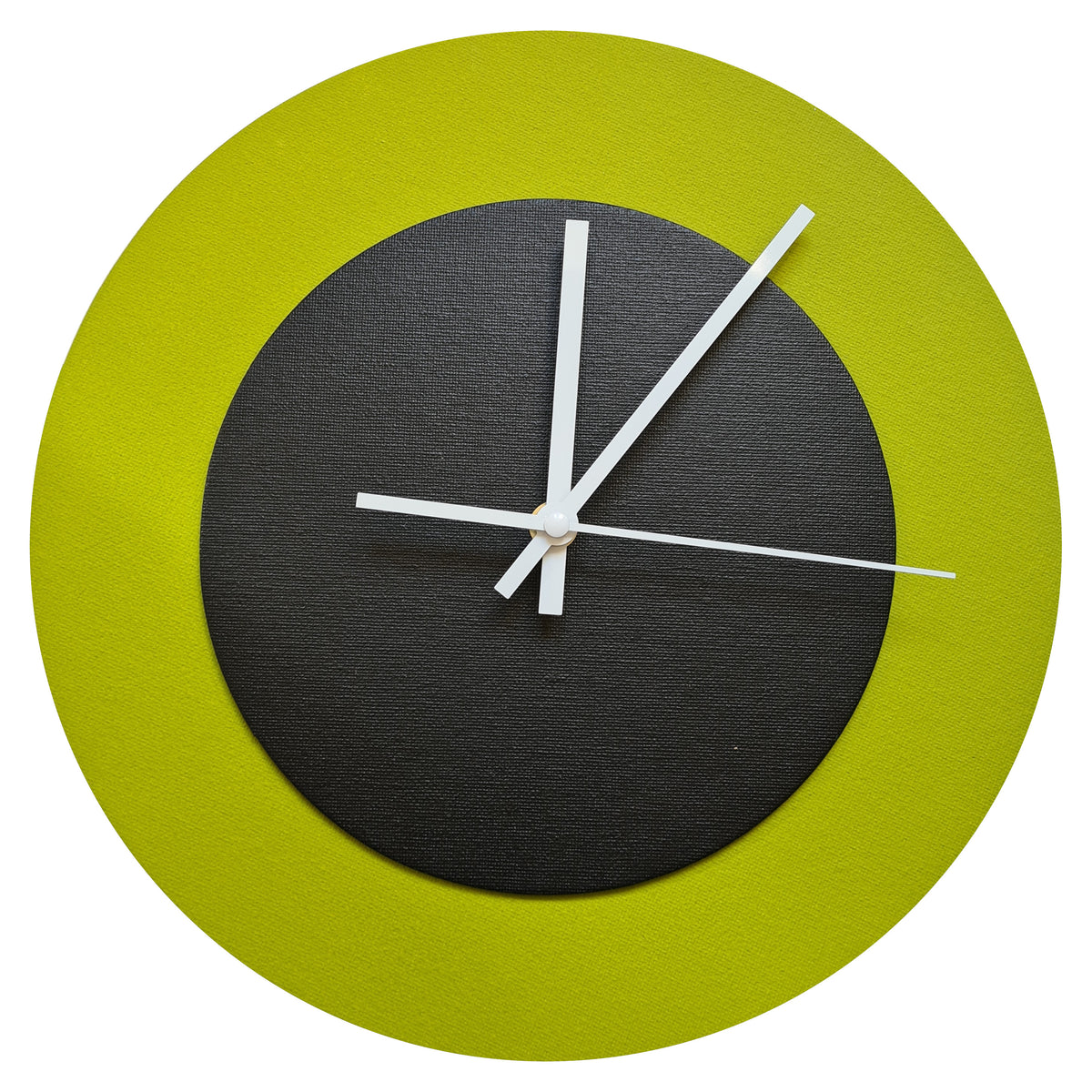 Pop Art Wanduhr Olivgrün  Schwarz mit weißen Zeigern 30 cm rund
