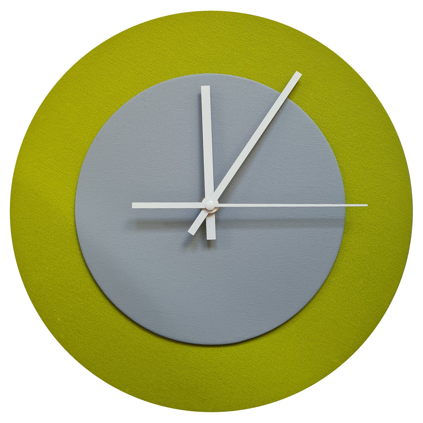 Pop Art Wanduhr Olivgrün  Grau mit weißen Zeigern 30 cm rund
