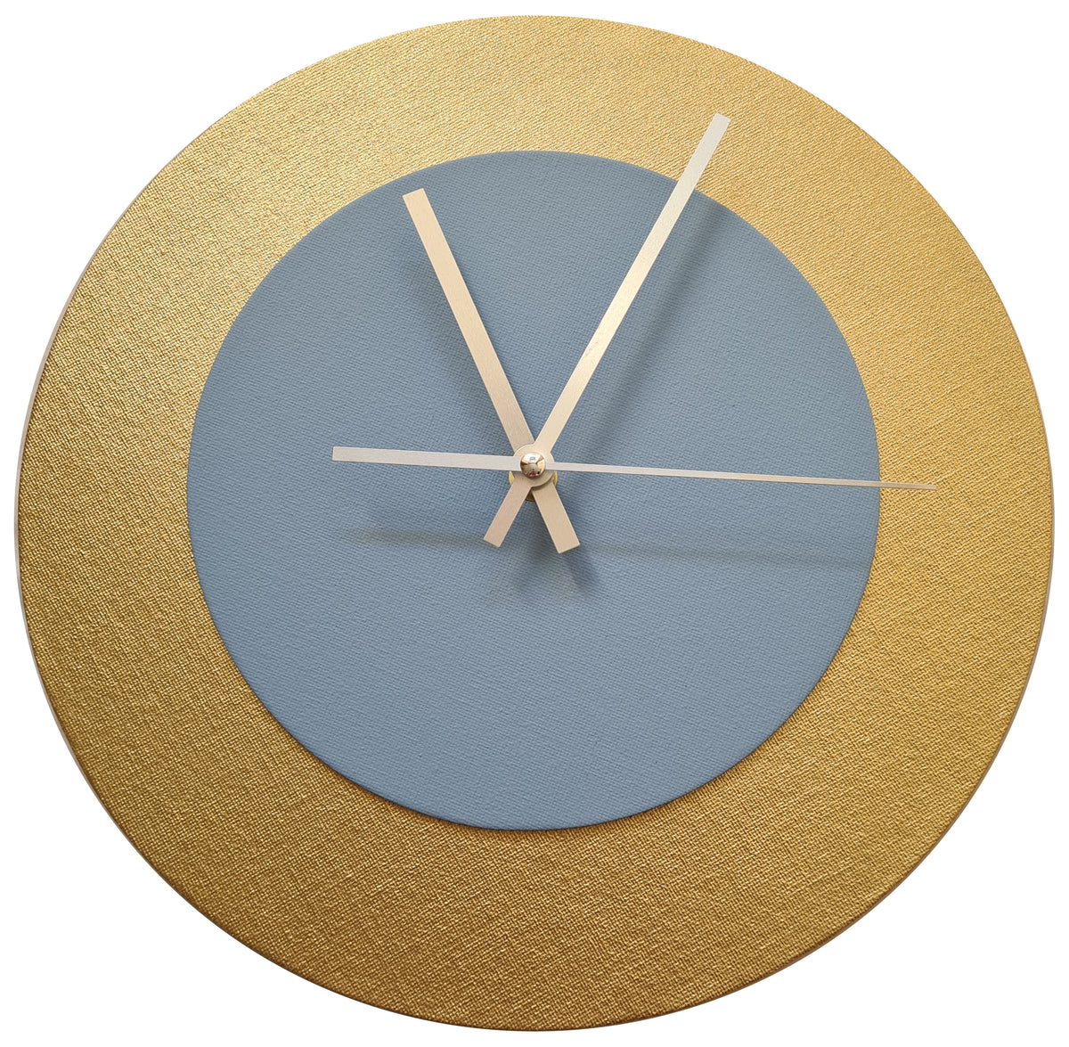 Pop Art Wanduhr Gold  Grau mit silbernen Zeigern 30 cm rund