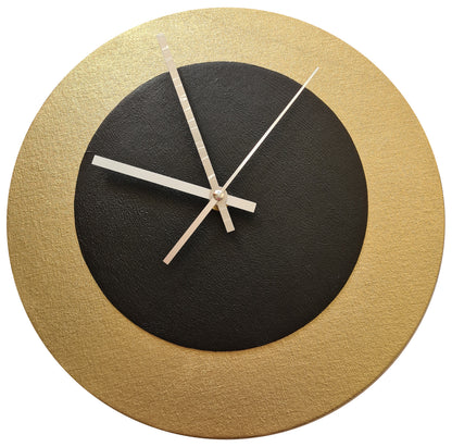 Pop Art Wanduhr Gold  Schwarz mit silbernen Zeigern 30 cm rund