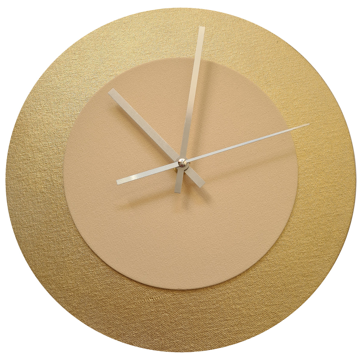 Pop Art Wanduhr Gold  Cremefarben mit silbernen Zeigern 30 cm rund