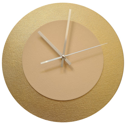 Pop Art Wanduhr Gold  Cremefarben mit silbernen Zeigern 30 cm rund
