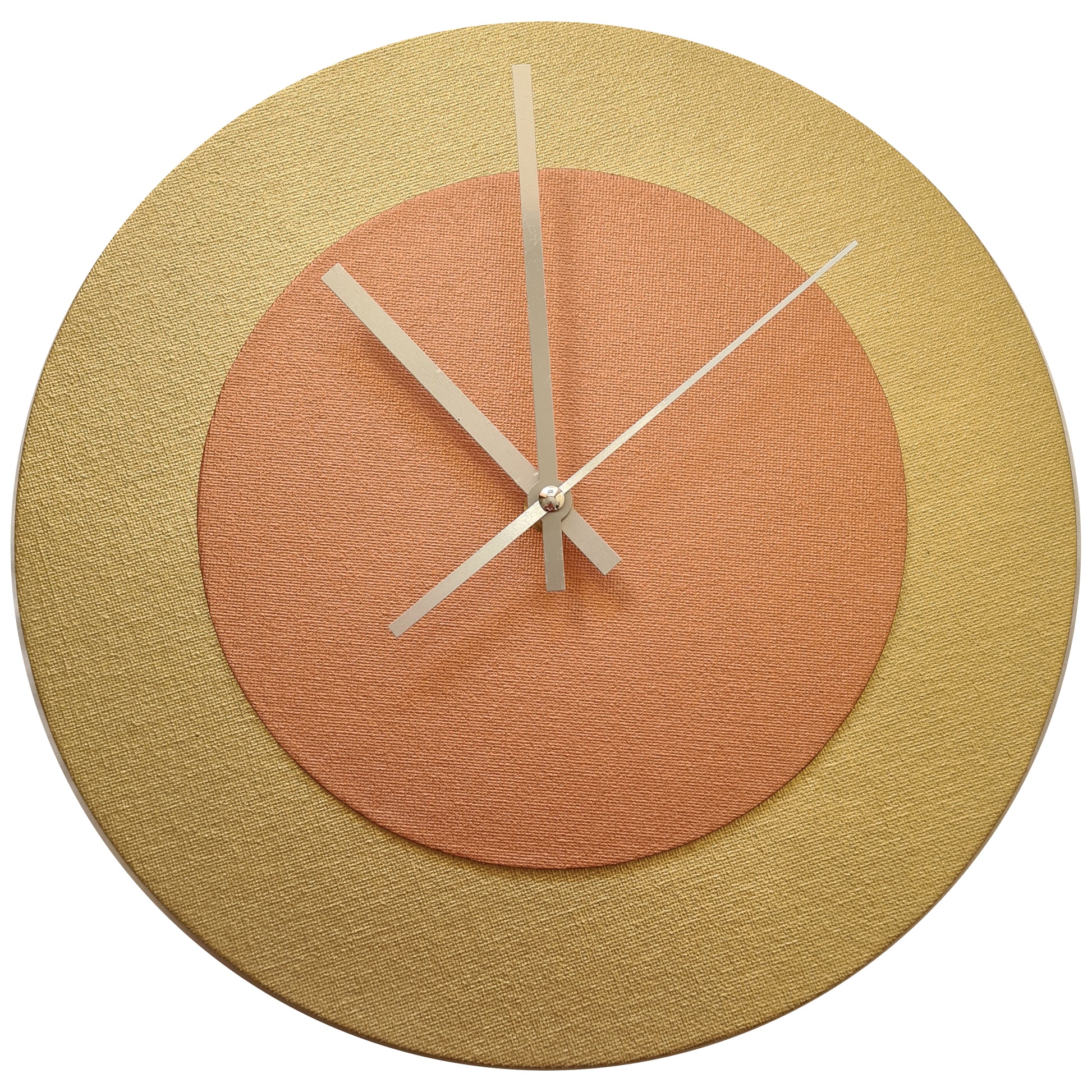Pop Art Wanduhr Gold  Bronzefarben mit  silbernen Zeigern 30 cm rund