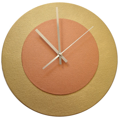 Pop Art Wanduhr Gold  Bronzefarben mit  silbernen Zeigern 30 cm rund