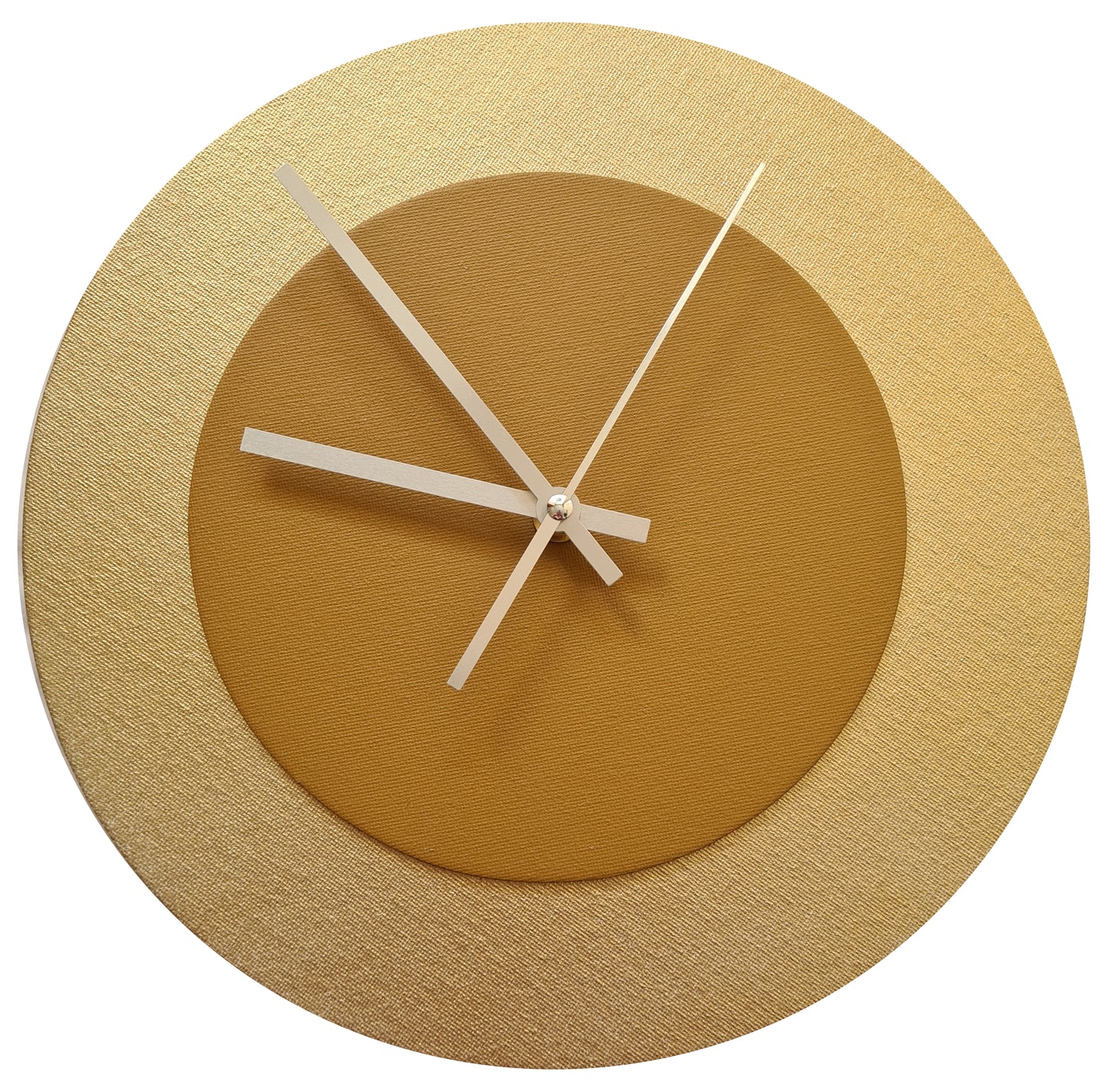 Pop Art Wanduhr Gold  Hellbraun mit silbernen Zeigern 30 cm rund