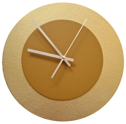 Pop Art Wanduhr Gold  Hellbraun mit silbernen Zeigern 30 cm rund