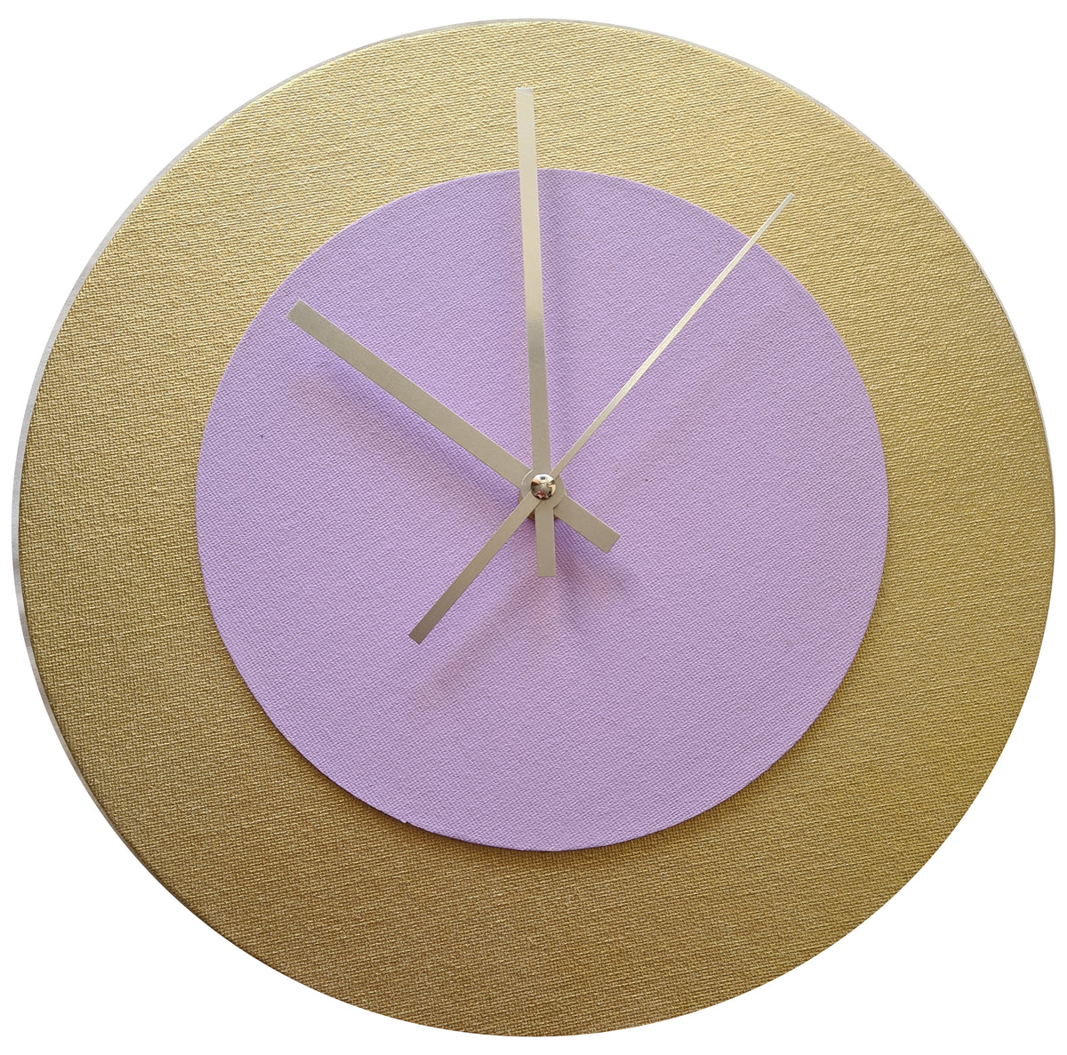 Pop Art Wanduhr Gold  Rosafarben mit goldenen Zeigern 30 cm rund