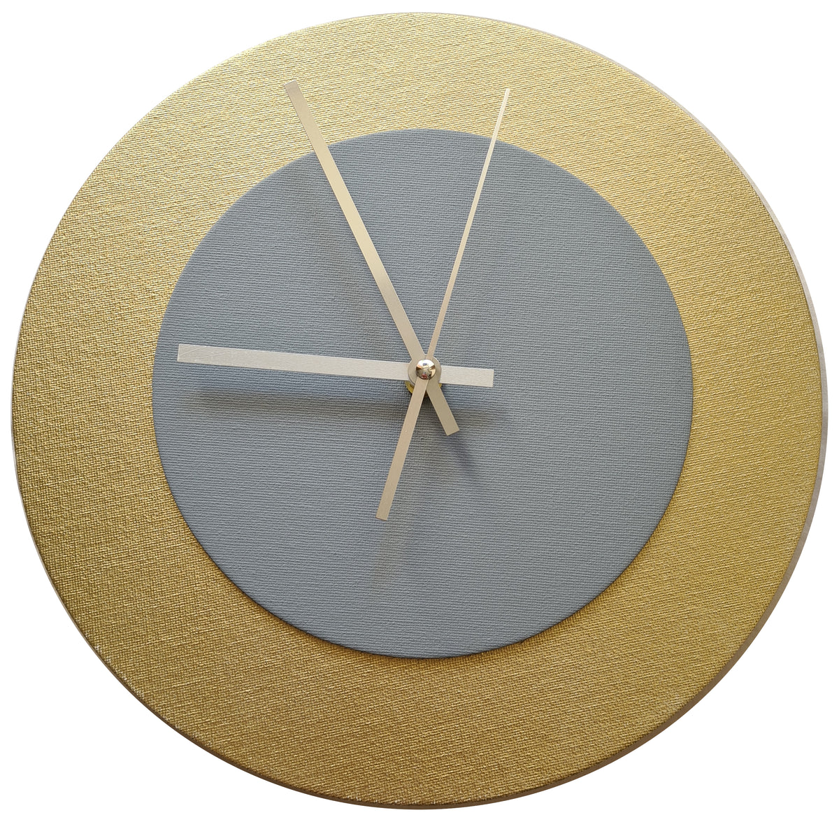 Pop Art Wanduhr Gold  Grau mit silbernen Zeigern 30 cm rund