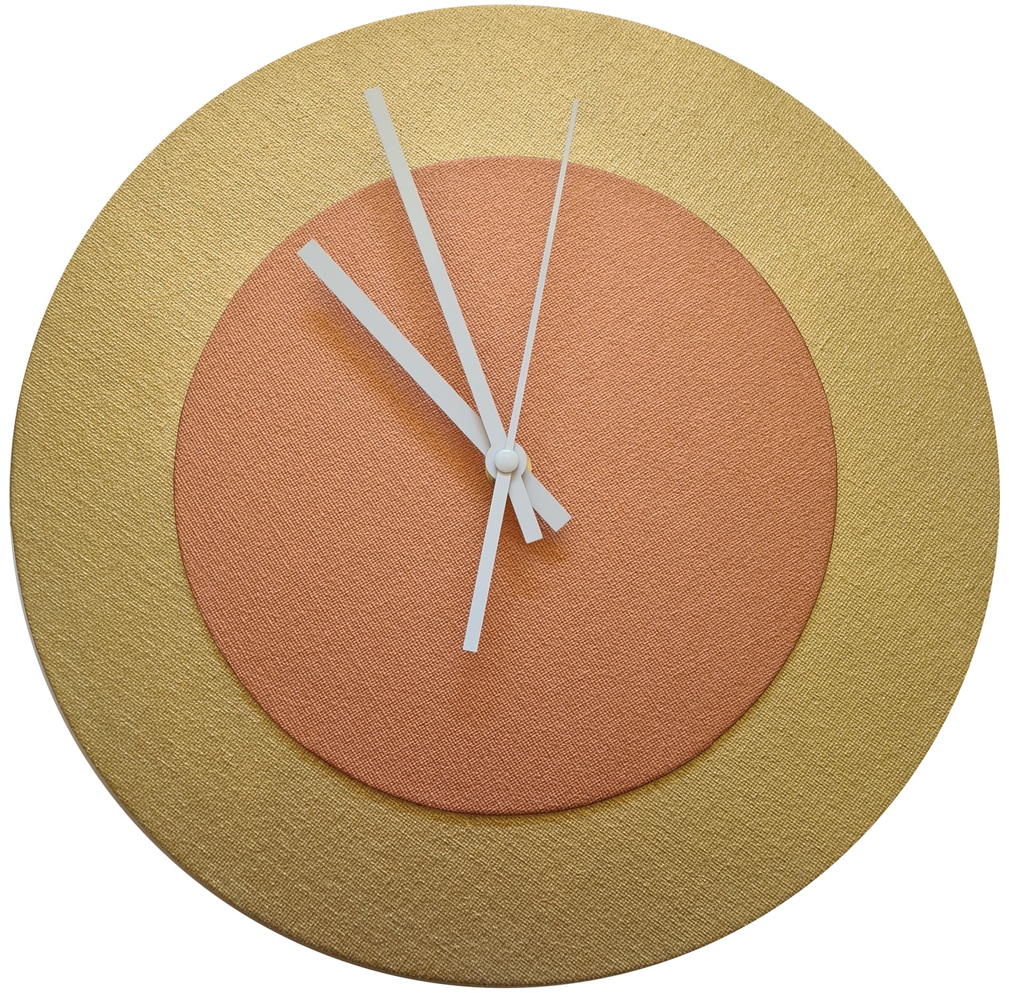 Pop Art Wanduhr Gold  Bronzefarben mit  weißen Zeigern 30 cm rund