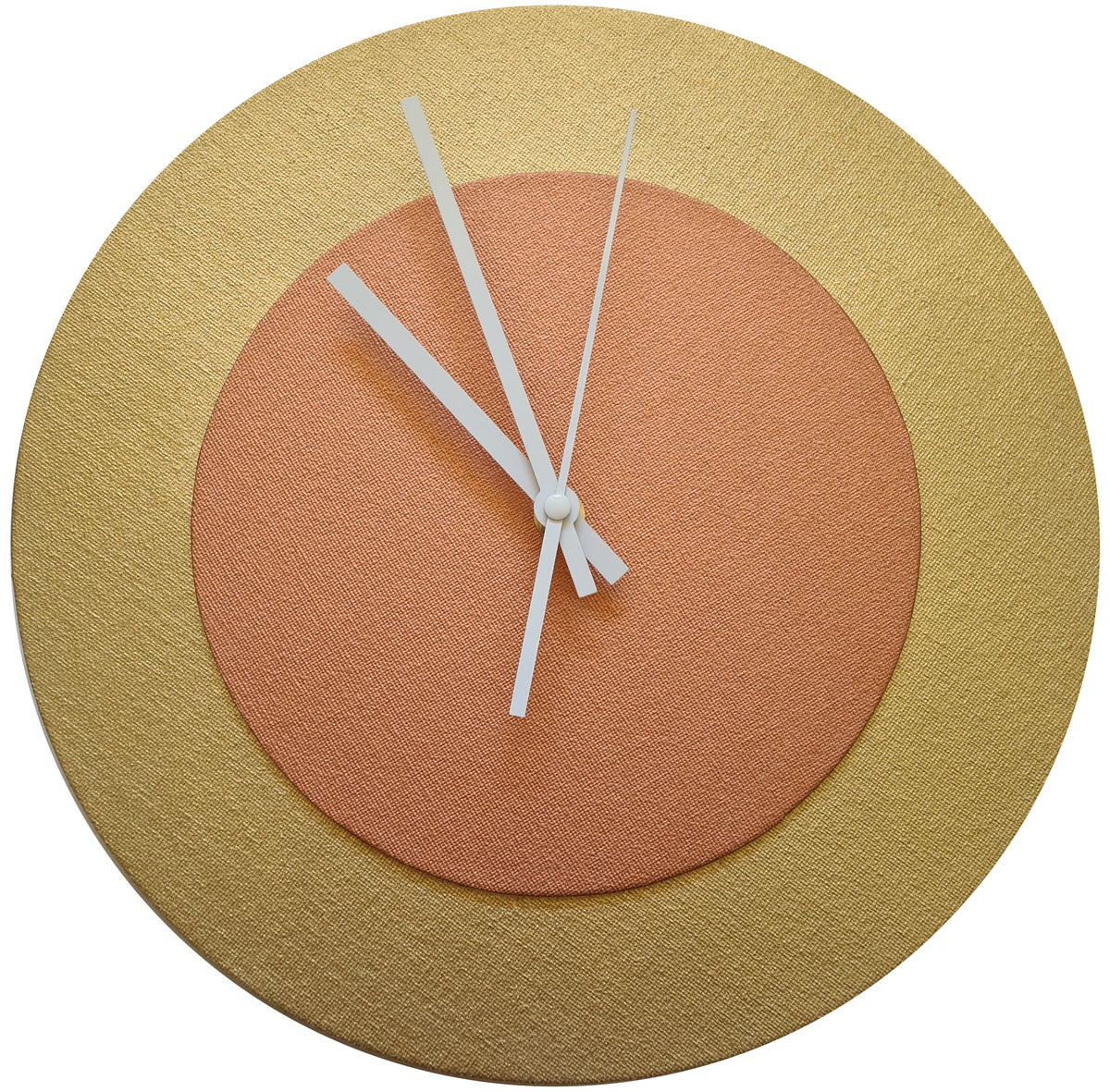 Pop Art Wanduhr Gold  Bronzefarben mit  weißen Zeigern 30 cm rund