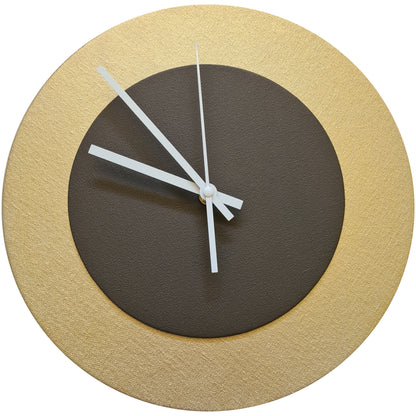 Pop Art Wanduhr Gold  Dunkelbraun mit weißen Zeigern 30 cm rund