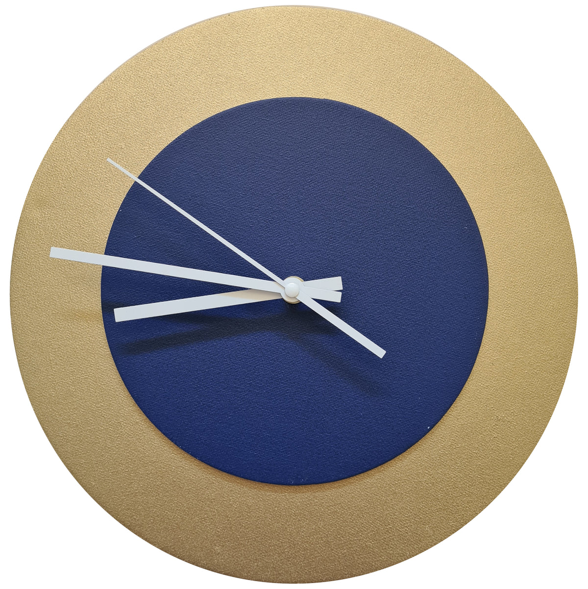 Pop Art Wanduhr Gold  Dunkelblau mit schwarzen Zeigern 30 cm rund