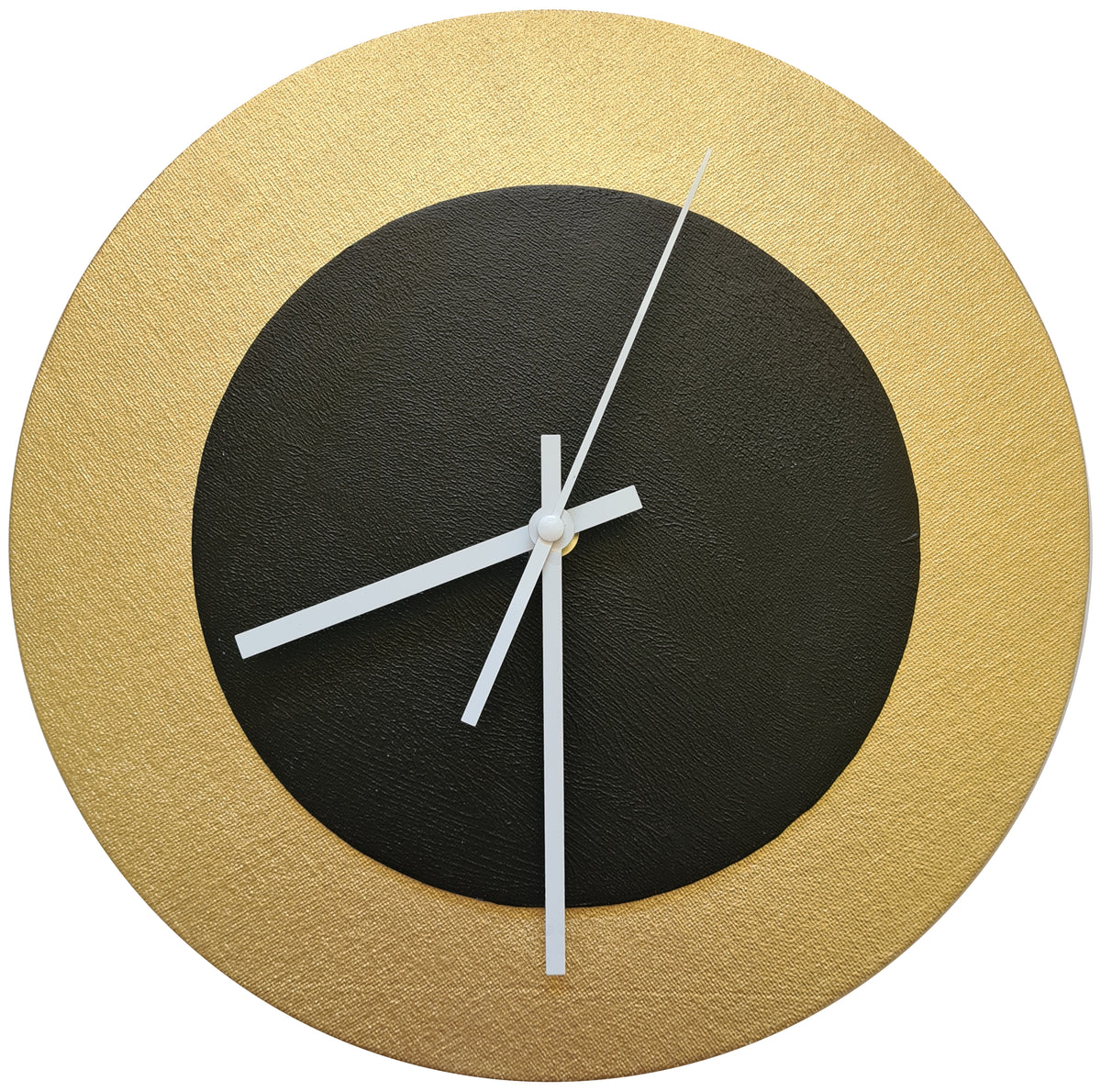 Pop Art Wanduhr Gold  Schwarz mit weißen Zeigern 30 cm rund