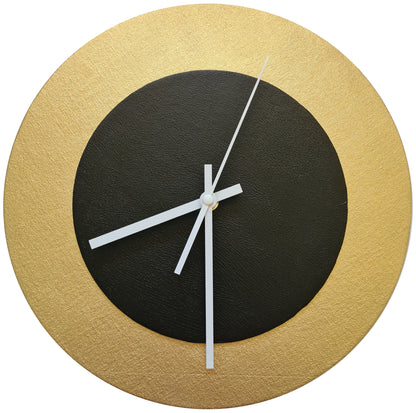Pop Art Wanduhr Gold  Schwarz mit weißen Zeigern 30 cm rund