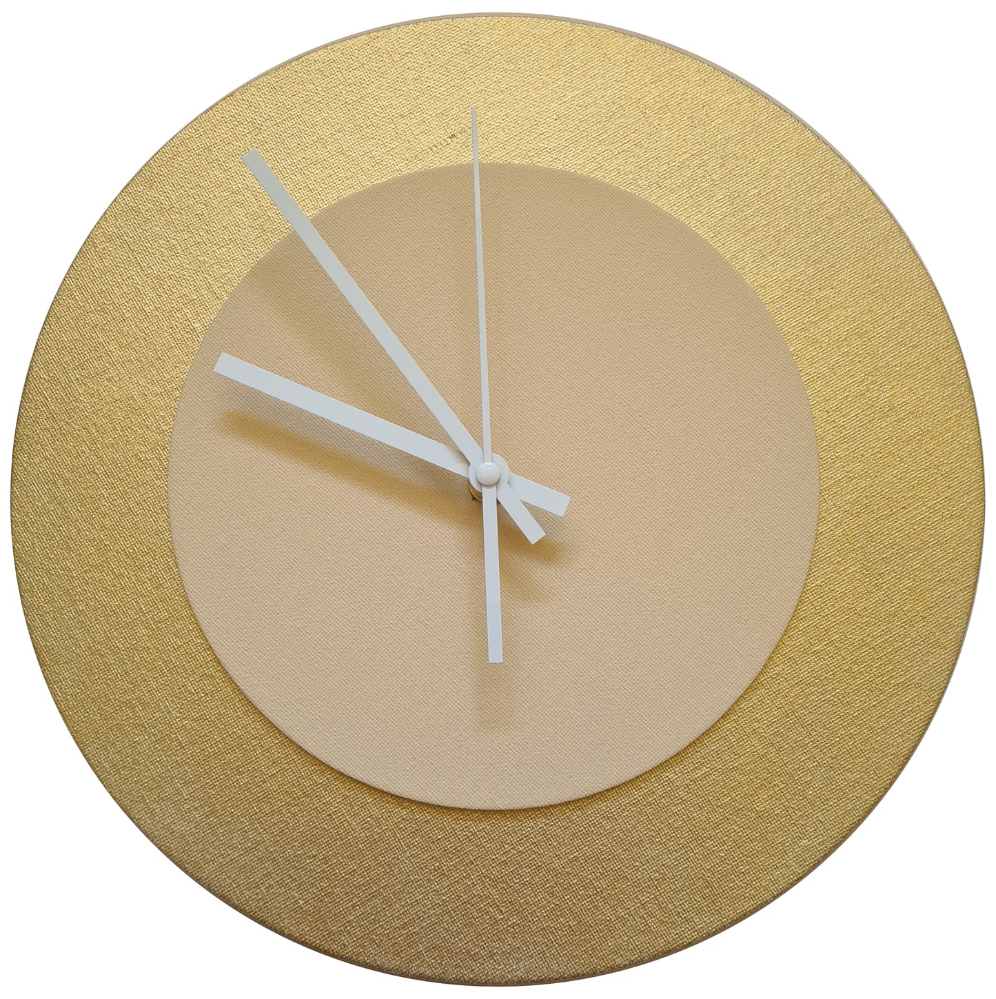 Pop Art Wanduhr Gold  Cremefarben mit weißen Zeigern 30 cm rund