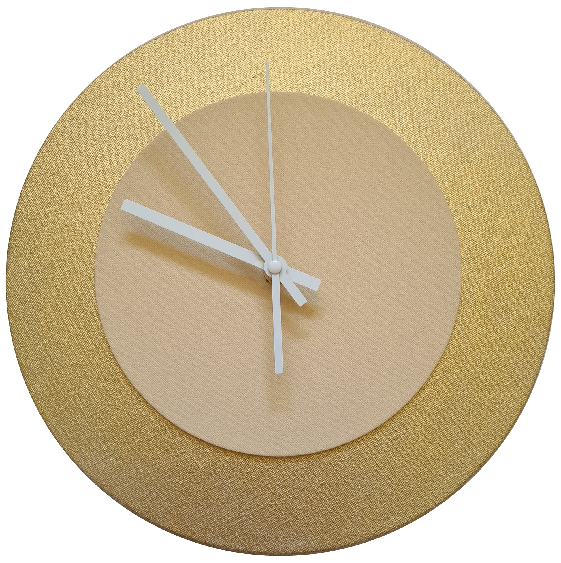 Pop Art Wanduhr Gold  Cremefarben mit weißen Zeigern 30 cm rund