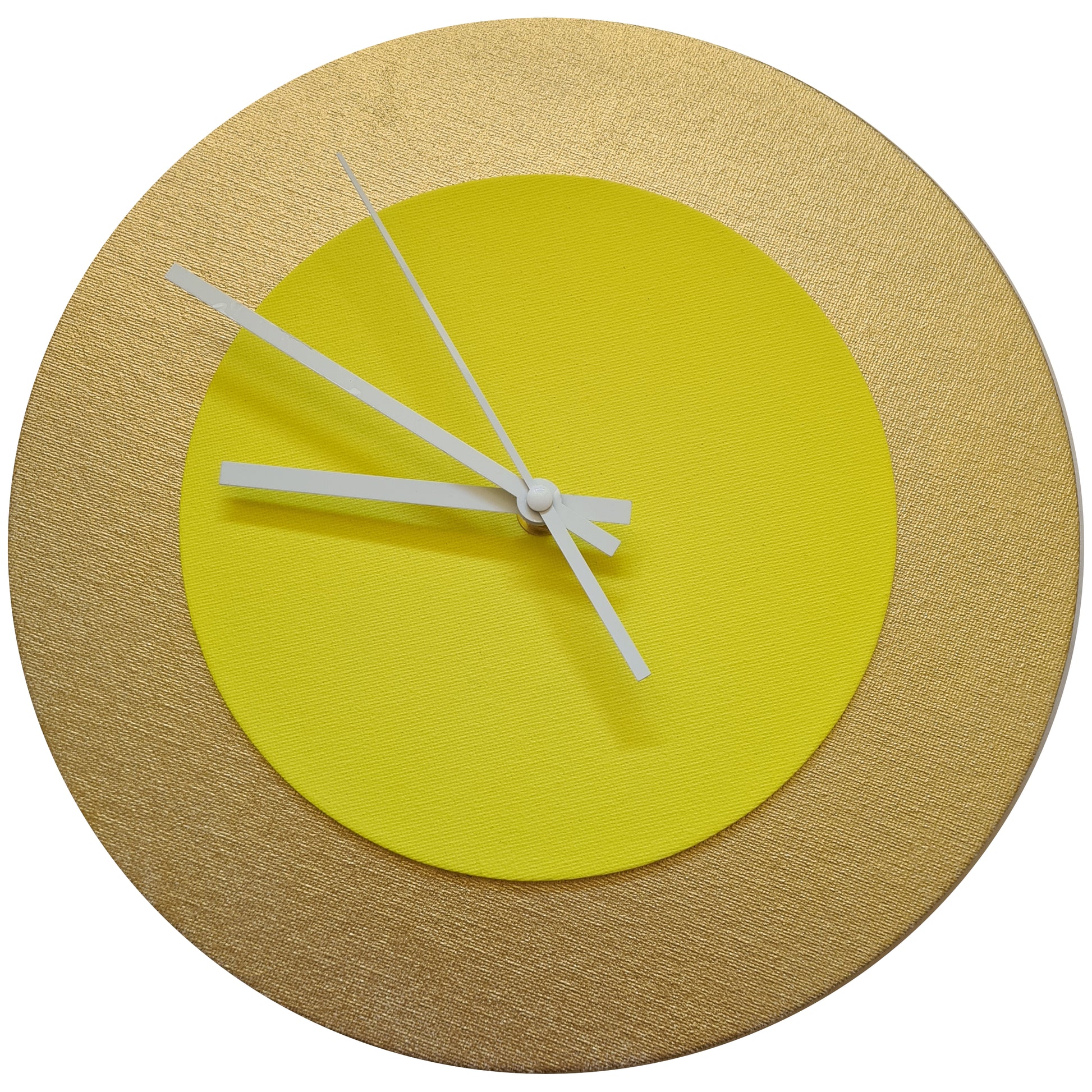 Pop Art Wanduhr Gold  Hellgelb mit weißen Zeigern 30 cm rund