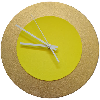 Pop Art Wanduhr Gold  Hellgelb mit weißen Zeigern 30 cm rund