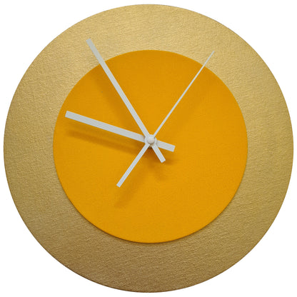 Pop Art Wanduhr Gold  Sonnengelb mit weißen Zeigern 30 cm rund