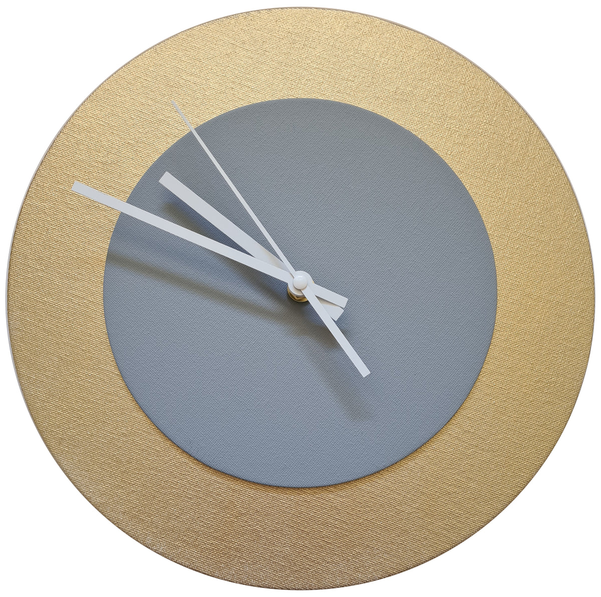 Pop Art Wanduhr Gold  Grau mit weißen Zeigern 30 cm rund
