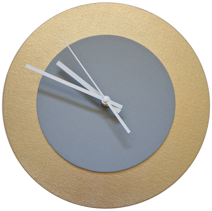 Pop Art Wanduhr Gold  Grau mit weißen Zeigern 30 cm rund