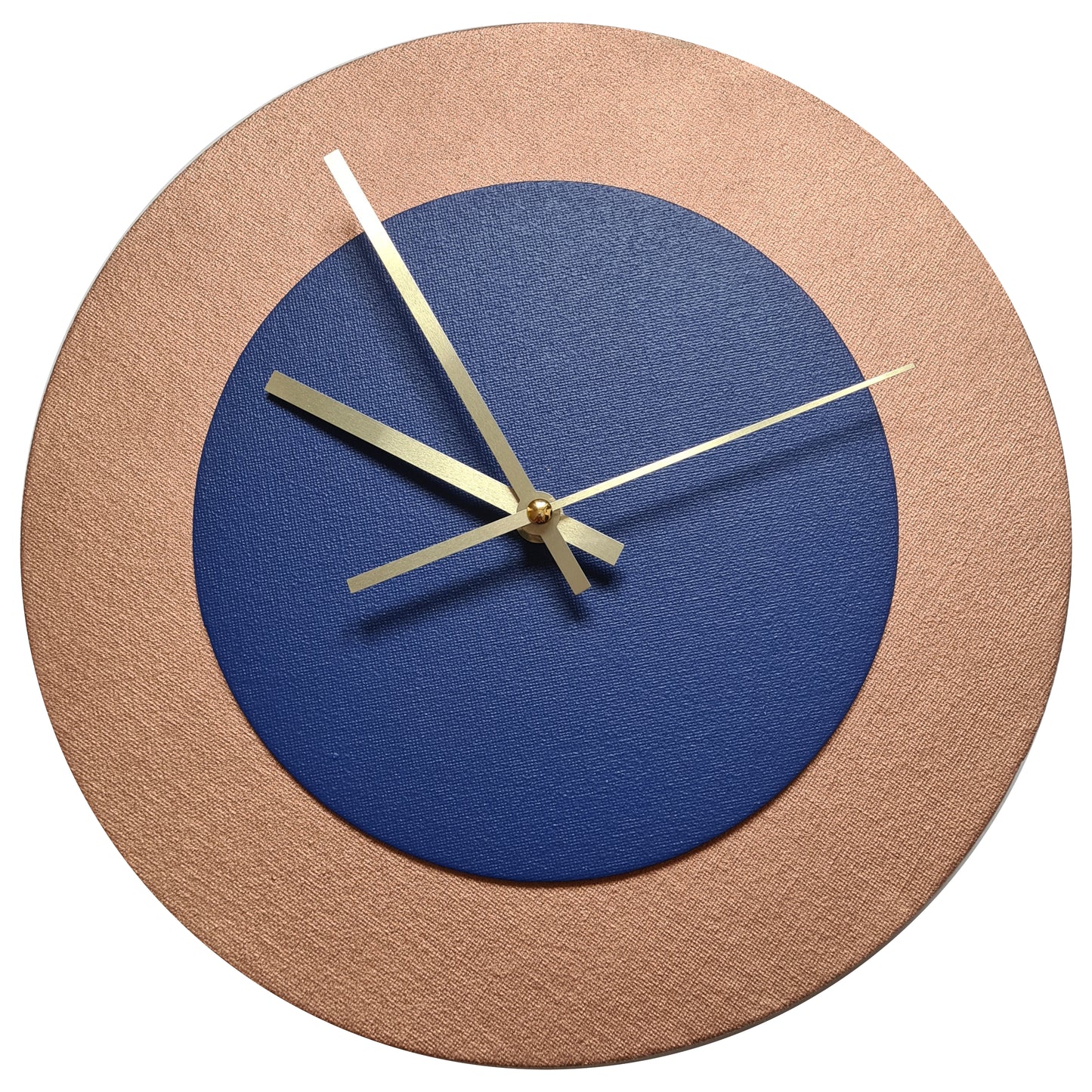 Pop Art Wanduhr Bronze  Dunkelblau mit goldenen Zeigern 30 cm rund