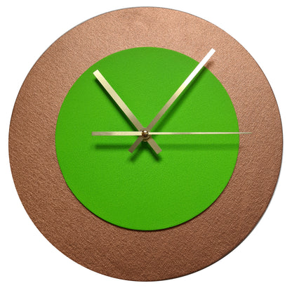 Pop Art Wanduhr Bronze  Hellgrün mit goldenen Zeigern 30 cm rund