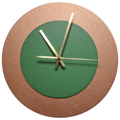Pop Art Wanduhr Bronze  Laubgrün mit goldenen Zeigern 30 cm rund