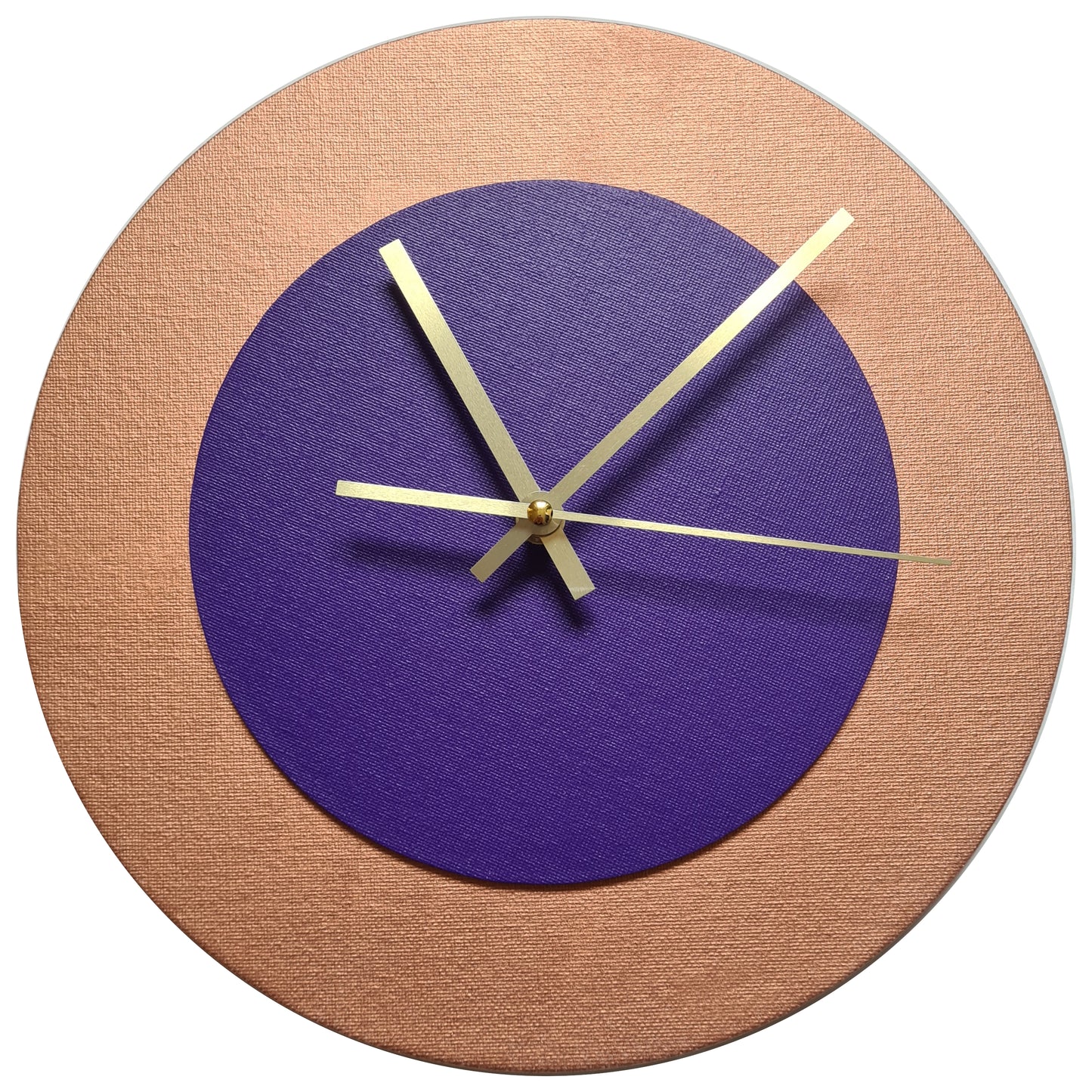 Pop Art Wanduhr Bronze  Lilafarben mit goldenen Zeigern 30 cm rund