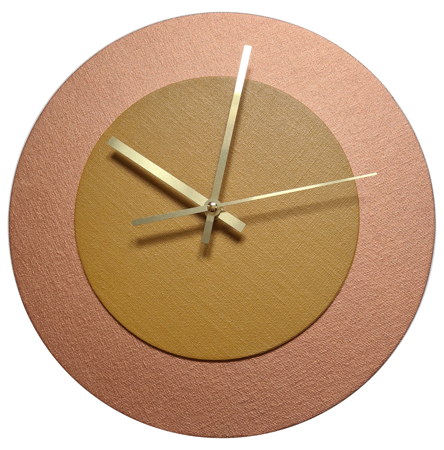 Pop Art Wanduhr Bronze  Hellbraun mit goldenen Zeigern 30 cm rund