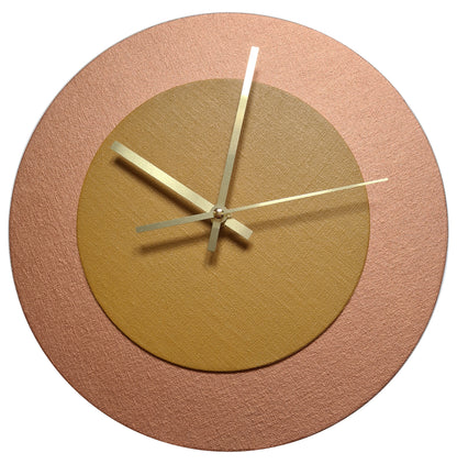 Pop Art Wanduhr Bronze  Hellbraun mit goldenen Zeigern 30 cm rund
