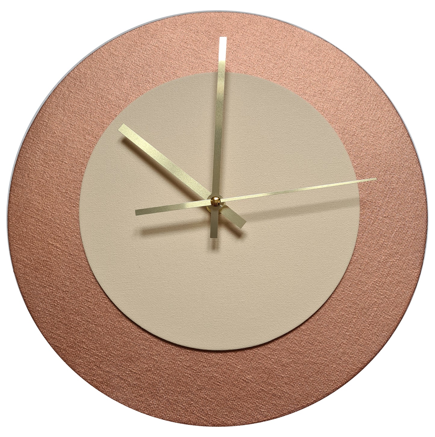 Pop Art Wanduhr Bronze  Cremefarben mit goldenen Zeigern 30 cm rund