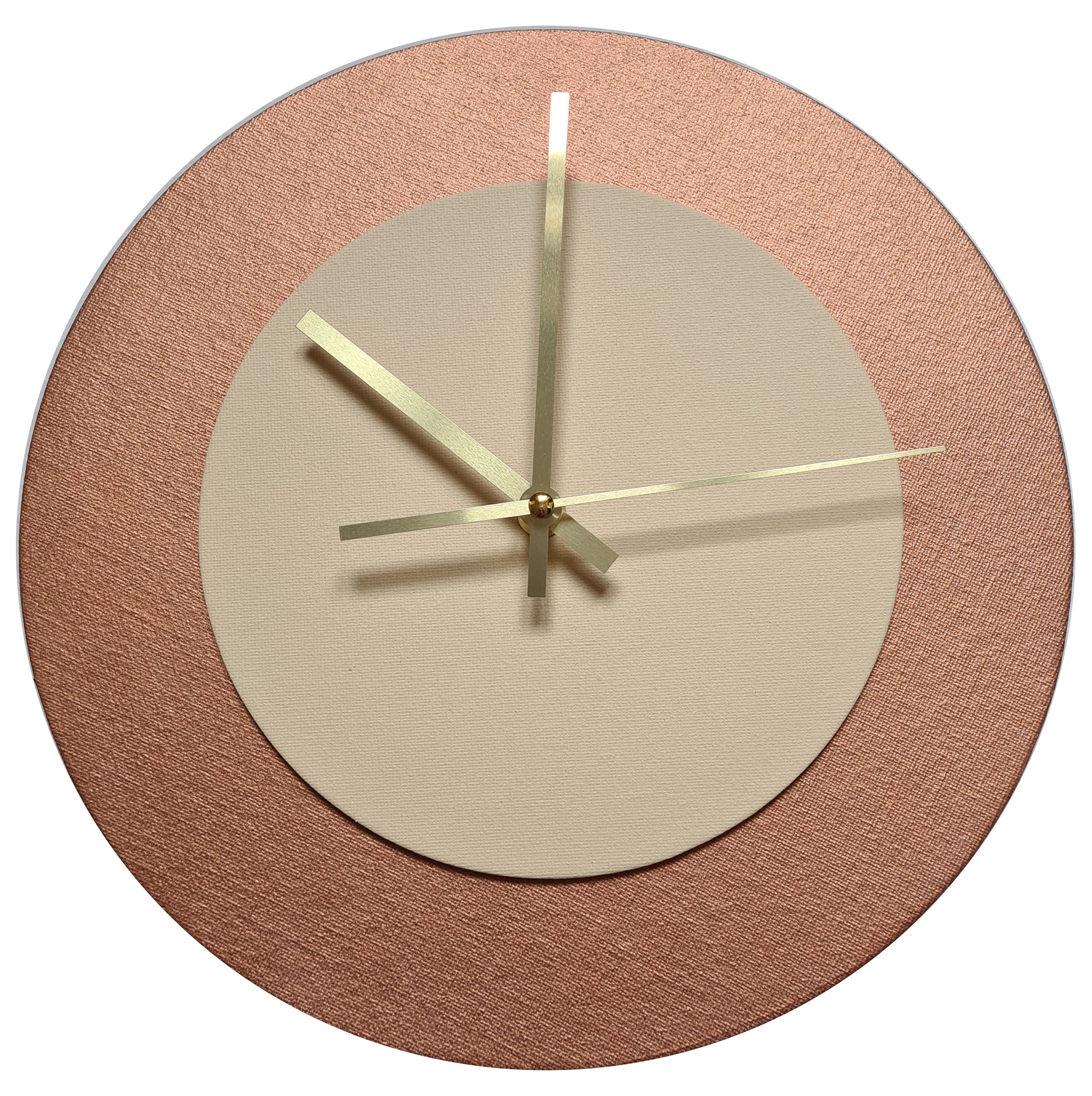 Pop Art Wanduhr Bronze  Cremefarben mit goldenen Zeigern 30 cm rund